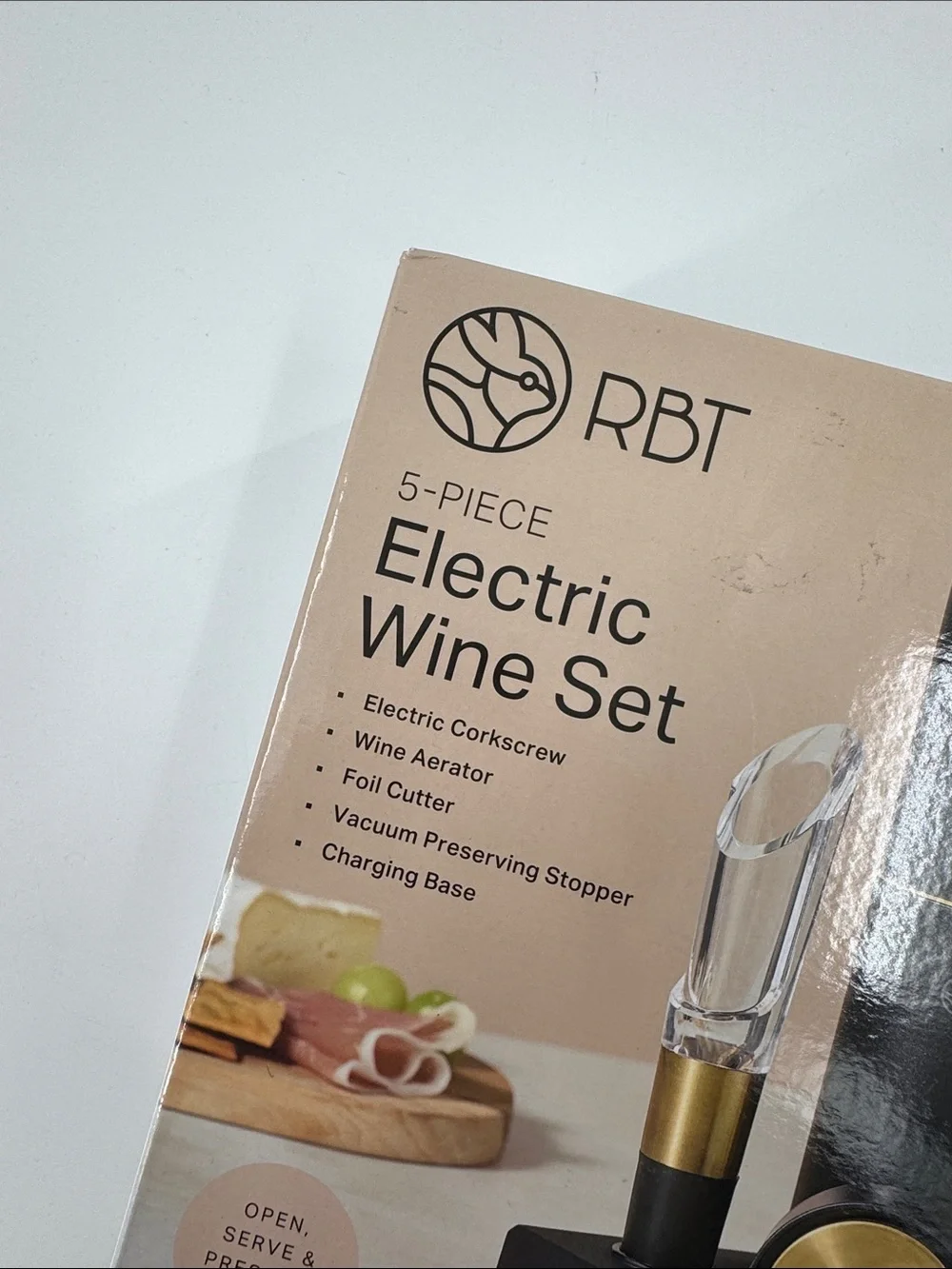 RBT 5-Piece Electric Wine Set — Black & Gold NEW in BOX